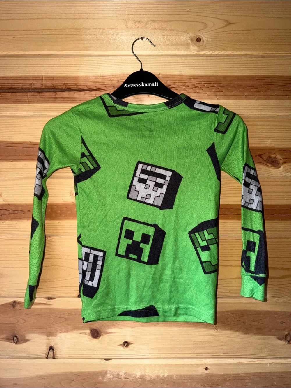 Minecraft Kids' Green Creeper Print Long-Sleeve Pajama Top